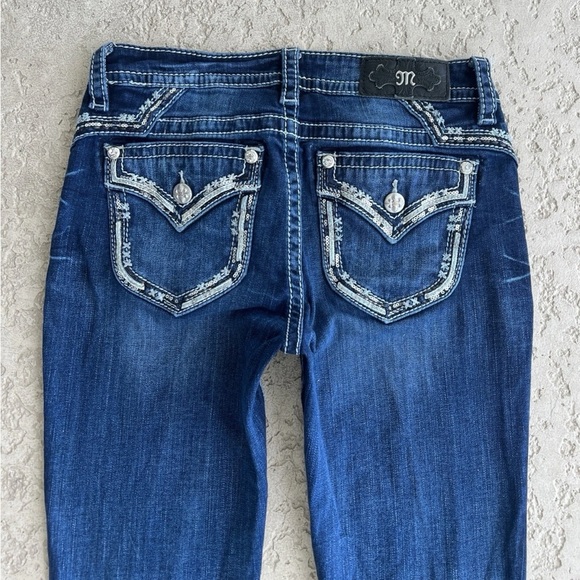 Miss Me Denim - Miss Me Jeans size 28 Skinny Embellished Rhinestone Sequin Pockets Western Blue